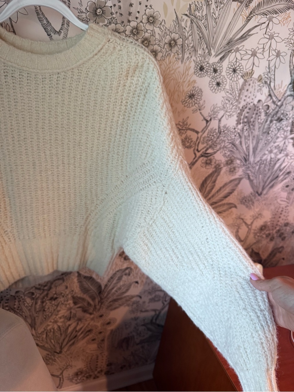 Pilcro Cream Chunky Knit Crewneck Sweater - Picture 8 of 9
